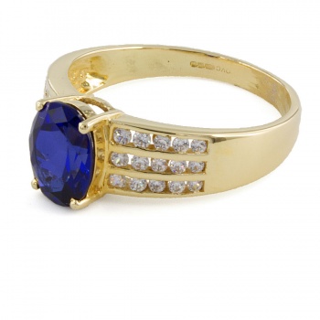 Sapphire / C.Z solitaire Ring size R